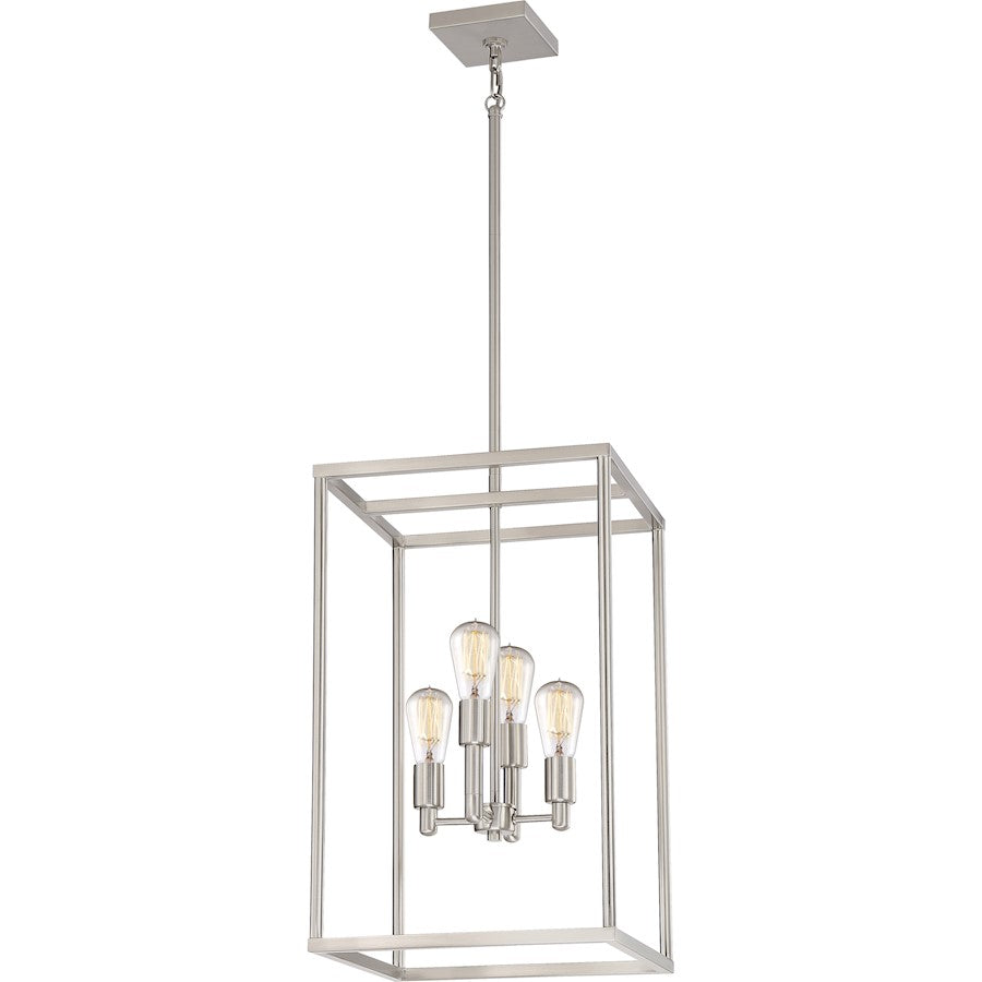 Quoizel New Harbor 4 Light Chandelier, Brushed Nickel
