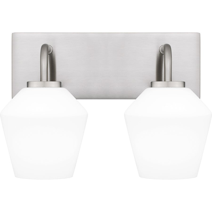 Quoizel Nielson 2 Light Bath Light, Brushed Nickel/Opal Etched - NIE8613BN