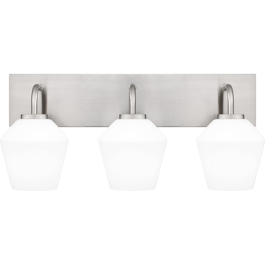 Quoizel Nielson 3 Light Bath Light, Brushed Nickel/Opal Etched - NIE8621BN