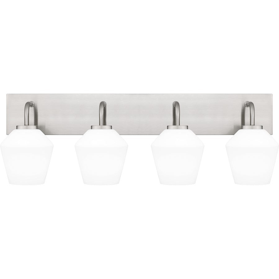 Quoizel Nielson 4 Light Bath Light, Brushed Nickel/Opal Etched - NIE8629BN
