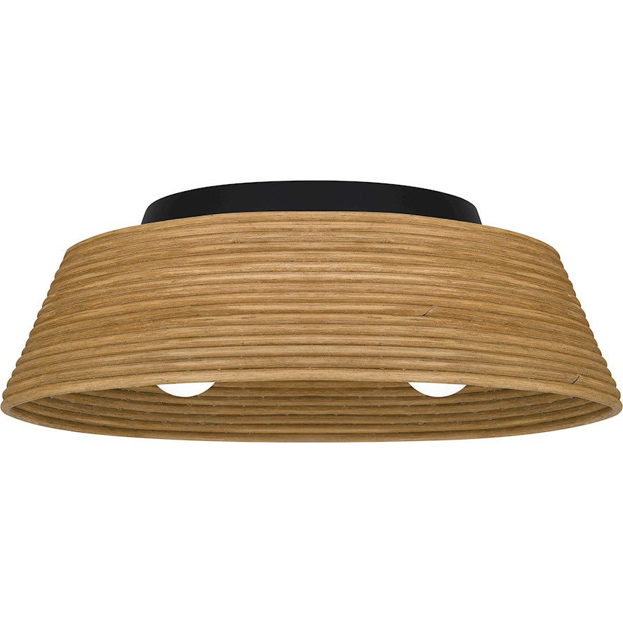 Quoizel 3 Light Flush Mount, Matte Black/Bamboo - QFL6167MBK