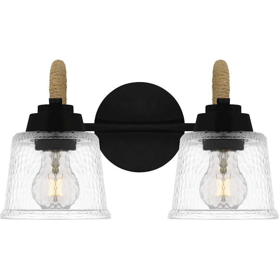 Quoizel Seabreeze 2 Light Bath Light, Matte Black/Clear Hammered - SEB8614MBK
