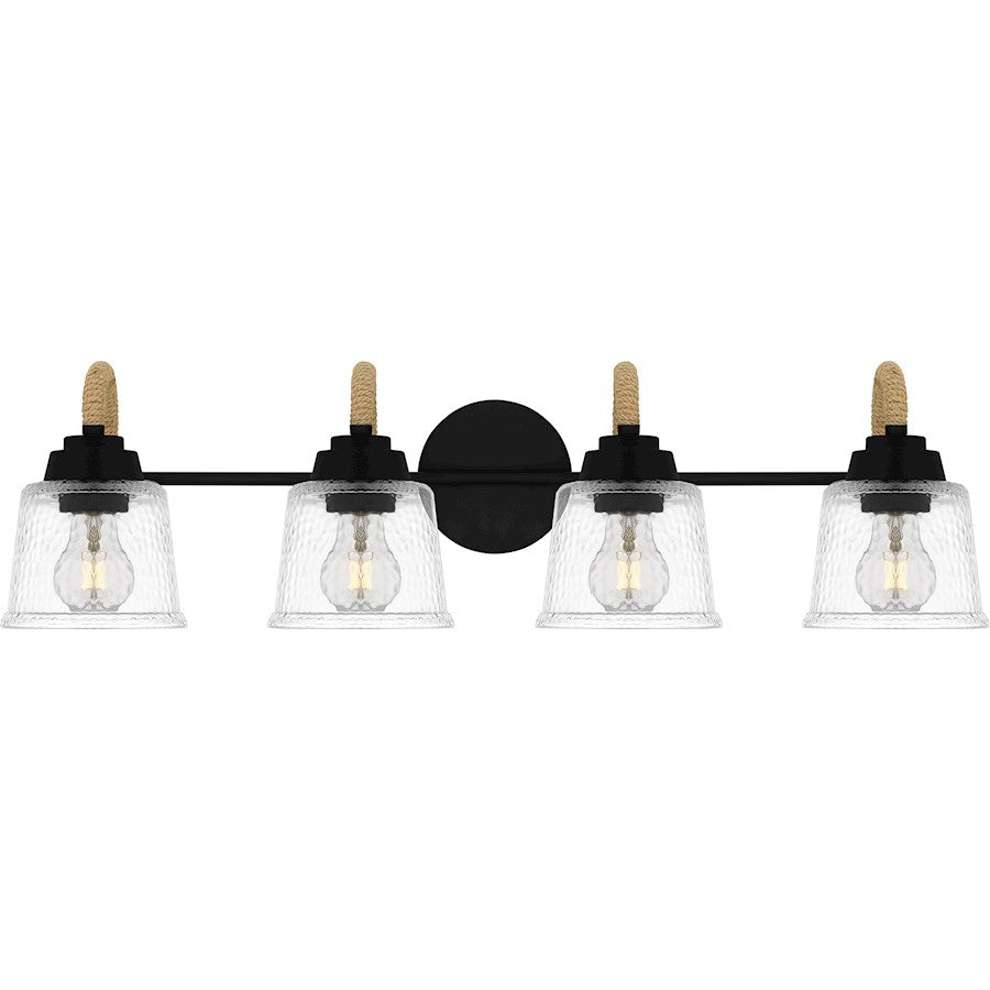 Quoizel Seabreeze 4 Light Bath Light, Matte Black/Clear Hammered - SEB8631MBK