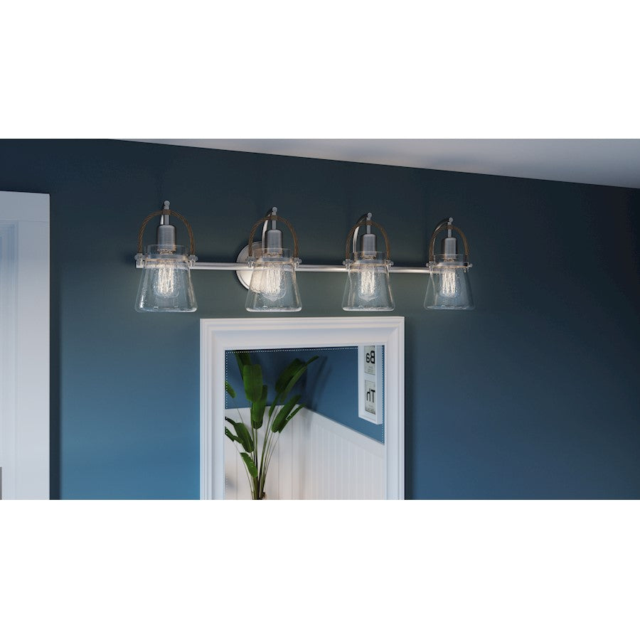 4 Light Bathroom Vanity Light, Brushed Nickel