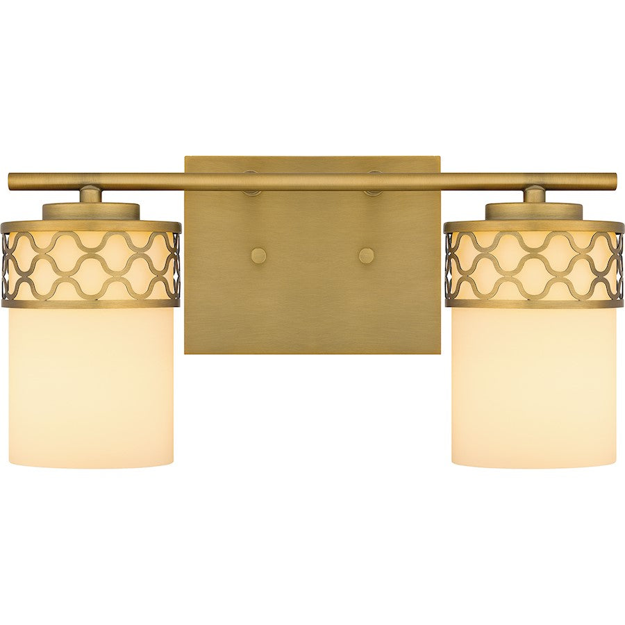 Quoizel Tenley 2 Light Bath Light, Aged Brass/Opal Etched - TEN8615AB