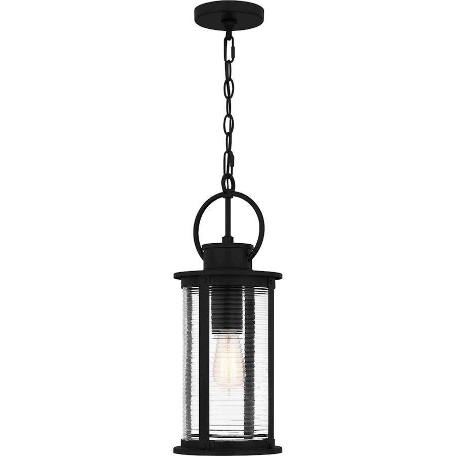 Quoizel Tilmore 1 Light 19" Outdoor Lantern, Black/Clear Ribbed - TLM1907MBK