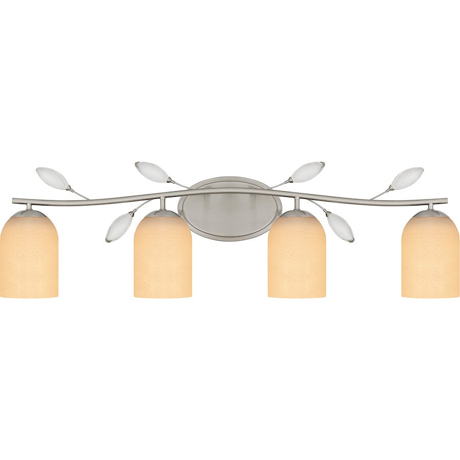 Quoizel Ulysses 4 Light Bath Light, Brushed Nickel/Opal Etched - ULY8634BN