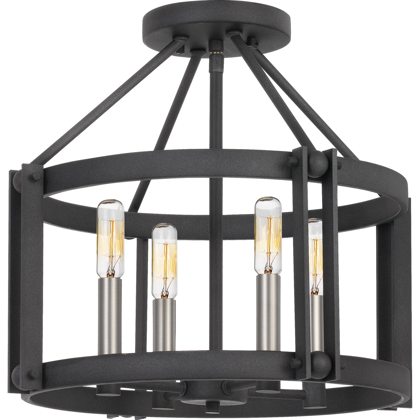 Quoizel Victor 4 Light Semi-Flush Mount, Mottled Black