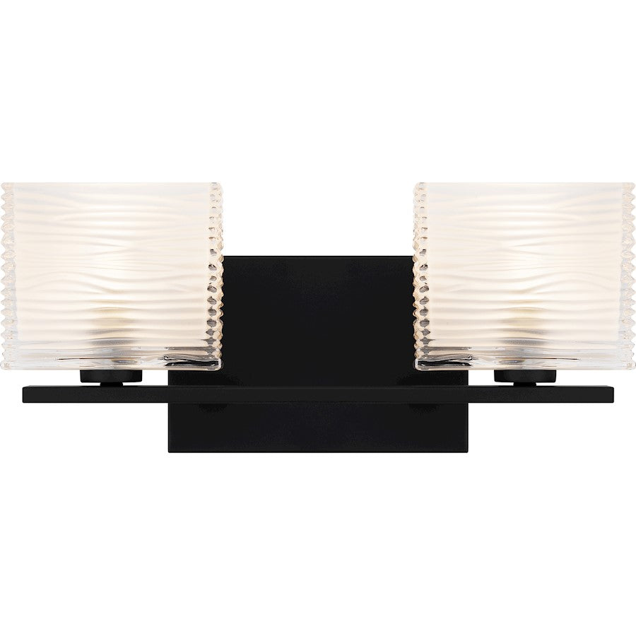 Quoizel Westcap 2 Light Bath Light, Matte Black/Clear Sandblasted - WCP8602MBK