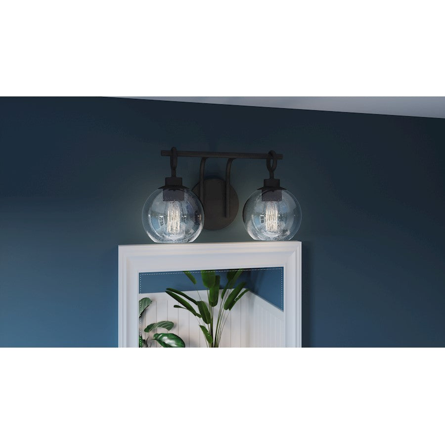 2 Light Bathroom Vanity Light, Matte Black