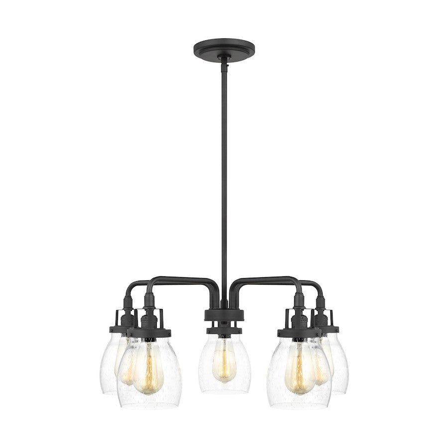 Sea Gull Belton 5 Light 52" Chandelier, Black/Clear Seeded - 3114505-112