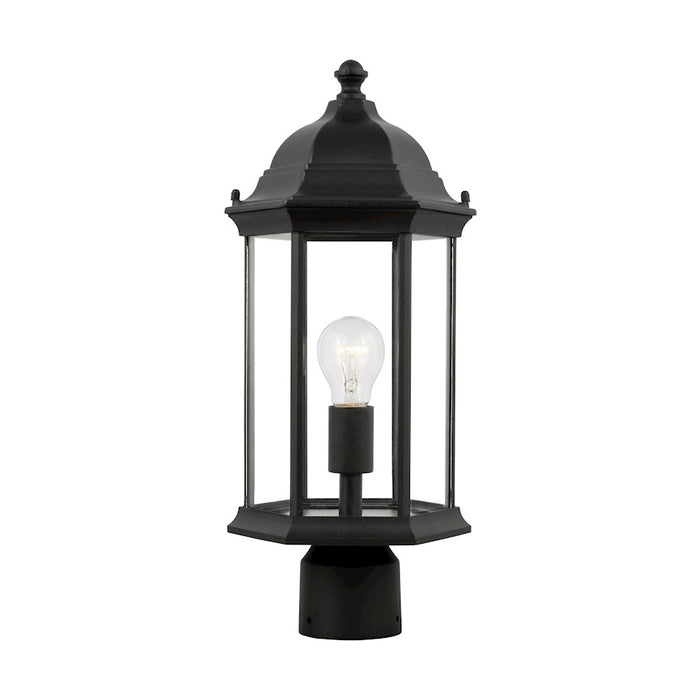 Sea Gull Sevier Medium 1 Light Outdoor Post Lantern, Black/Clear - 8238601-12