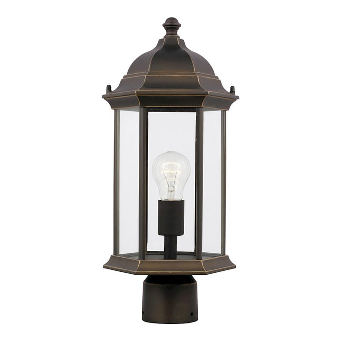 Sea Gull Sevier Medium 1 Light Outdoor Post Lantern, Bronze/Satin - 8238651-71