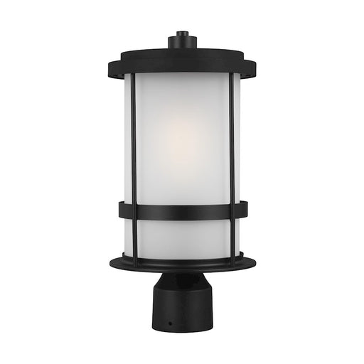 Sea Gull Lighting Wilburn 1 Light Outdoor Post Lantern, Black/Satin - 8290901-12