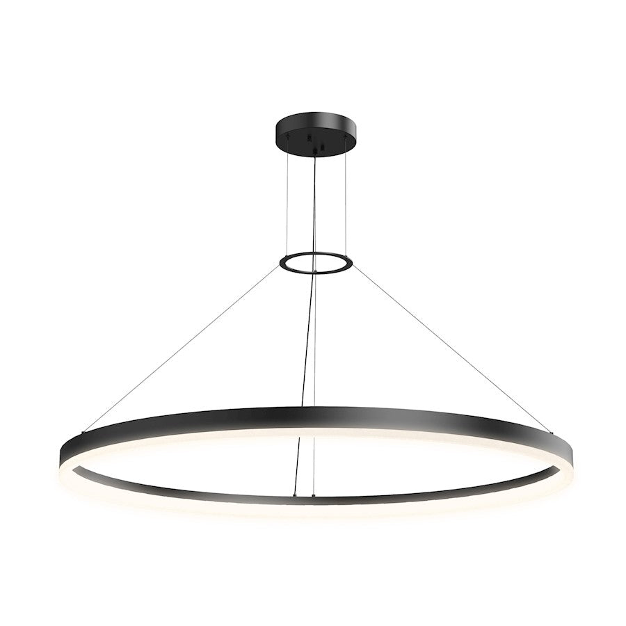 Sonneman Corona 48" LED Ring Pendant, Satin Black/Frosted - 2318-25-35