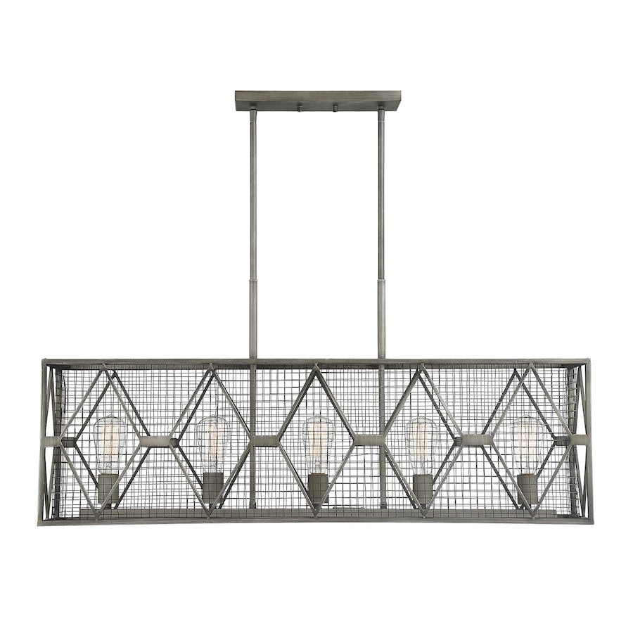 5 Light Linear Chandelier, Smoke