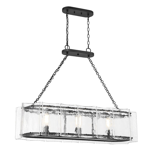 Essentials Genry 3 Light Linear Chandelier, Black/Clear Piastra - 1-8203-3-89