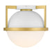 Savoy House Carlysle 1 Light Flush Mount, White/Brass/White Opal - 6-4602-1-142