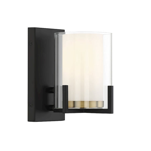 Savoy House Eaton 1 Light Wall Sconce, Black/Brass/Clear - 9-1977-1-143