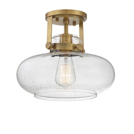 Meridian Traditional 1 Light Semi Flush Mount, Brass/Clear Seeded - M60064NB