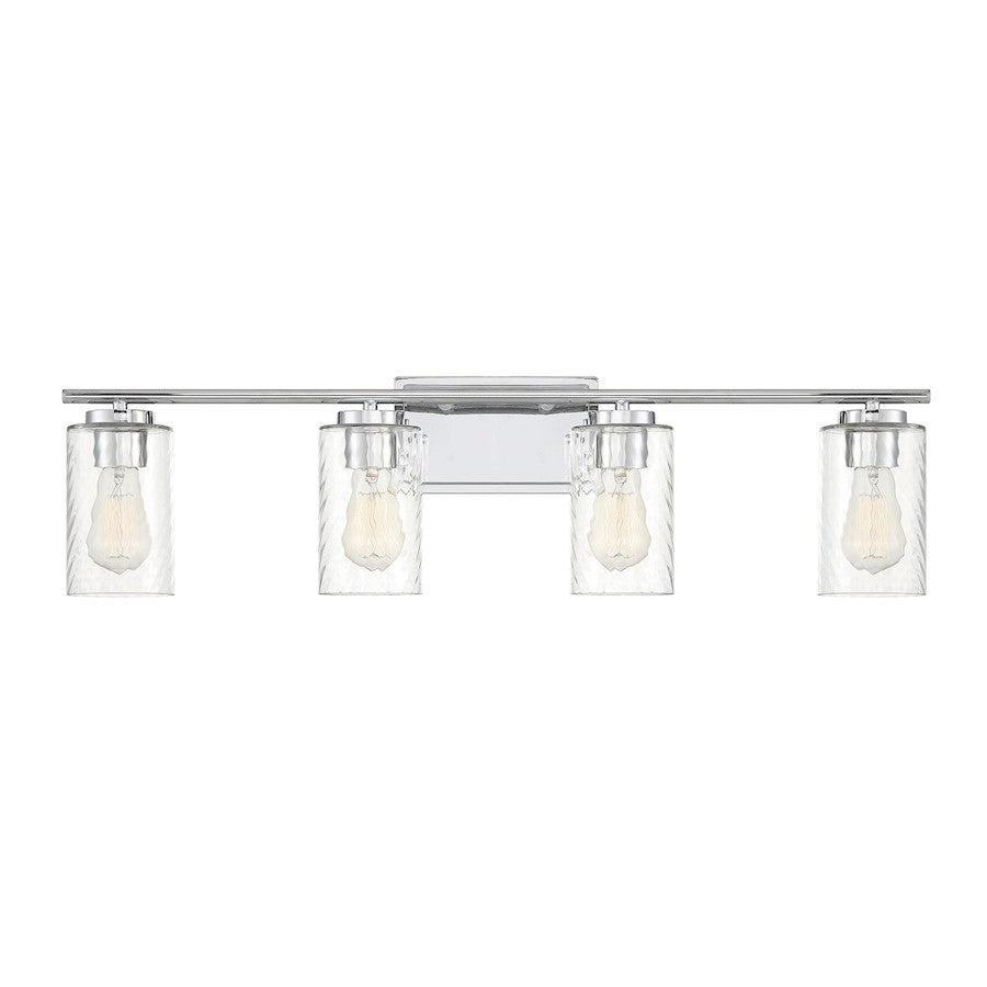Meridian Transitional 4 Light Bathroom Vanity, Chrome/Clear Swirl - M80039CH