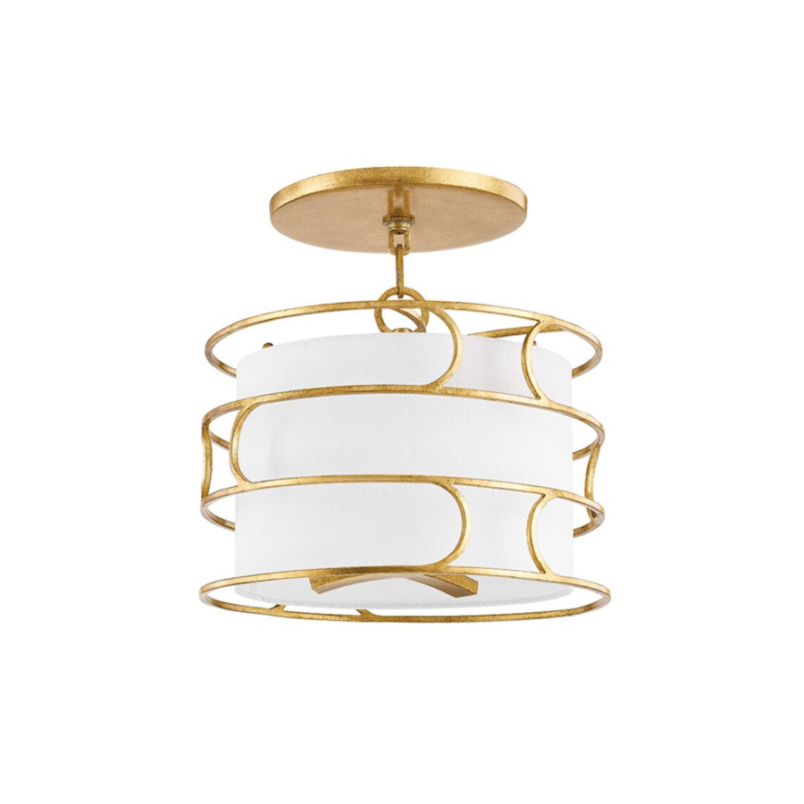 Troy Lighting Reedley 3 Light Semi Flush, Vintage Gold Leaf/Linen - C8114-VGL