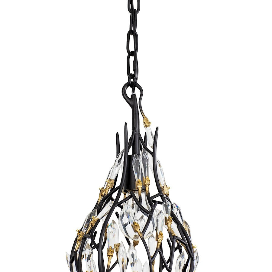 1 Light Crystal Mini Pendant, Black