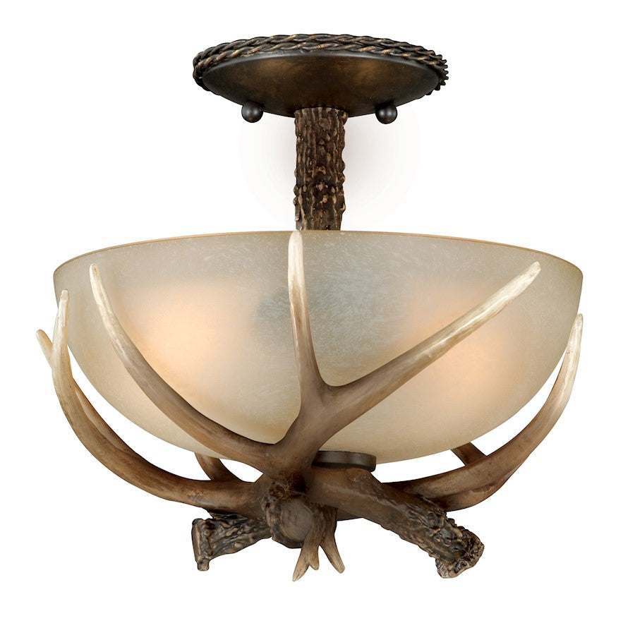 Vaxcel Yoho 2 Light Semi-Flush Mount, Black Walnut/Crème Cognac