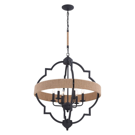 Vaxcel Beaumont 6 Light 25" Pendant, Natural Rope/Gray - P0309