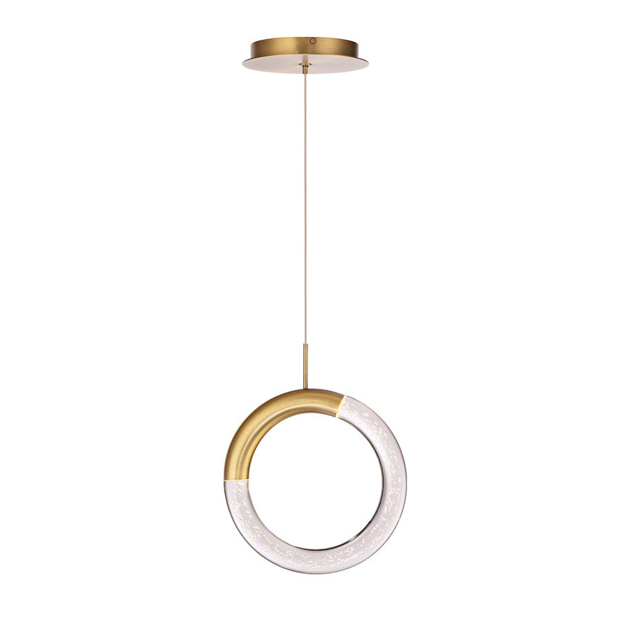 8" LED Pendant 3000K, Aged Brass