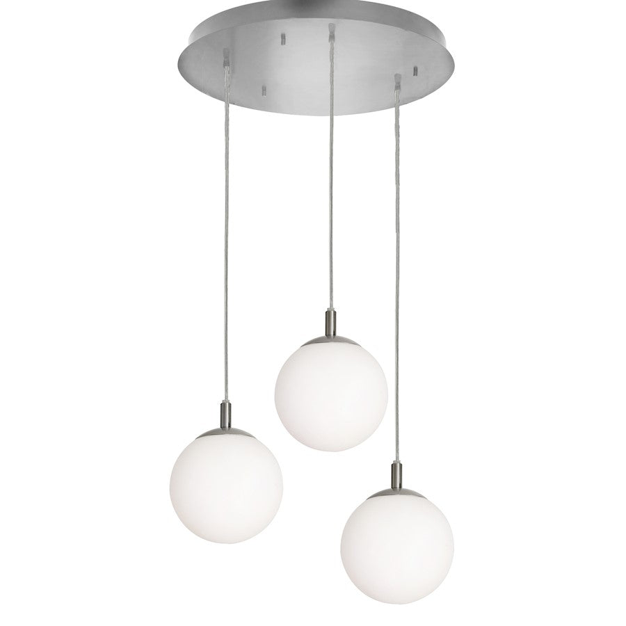 AFX Lighting Loretto Triple Round Pendant, Nickel/White - LRTP07MBSNRND3