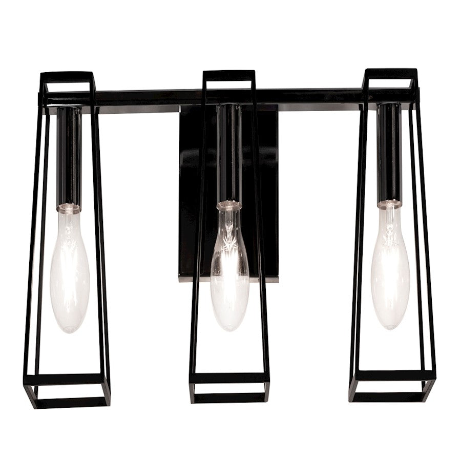 3 Light Bathroom Vanity Light, Black