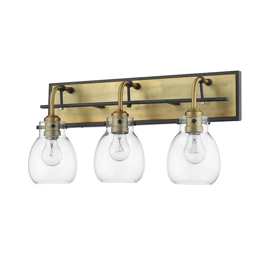 Z-Lite 3 Light Kraken 22" Vanity, Matte Black/Olde Brass - 466-3V-MB-OBR