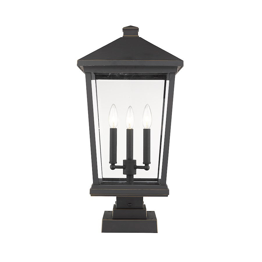 Z-Lite 3 Light Beacon 12" Square Outdoor Pier Mount, Bronze - 568PHXLS-SQPM-ORB