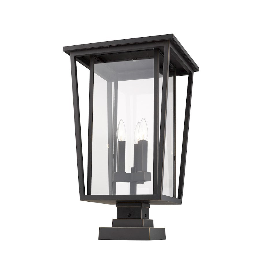 Z-Lite 3 Light Seoul Square 14" Outdoor Pier Mount, Bronze - 571PHXLS-SQPM-ORB