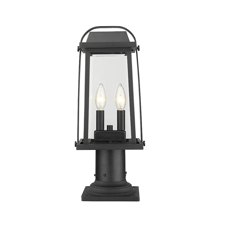 Z-Lite 2 Light Millworks Outdoor Pier Mounted Fixture, Black - 574PHMR-533PM-BK