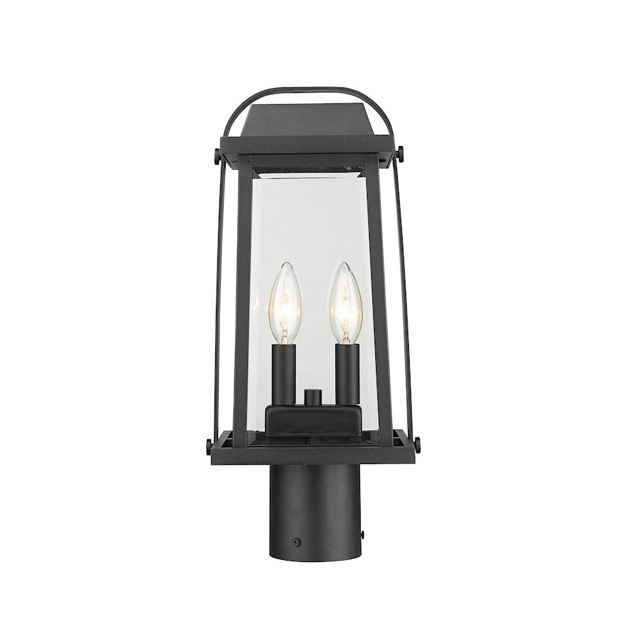 Z-Lite 2 Light Millworks Outdoor Post Mount Fixture, Black - 574PHMR-BK