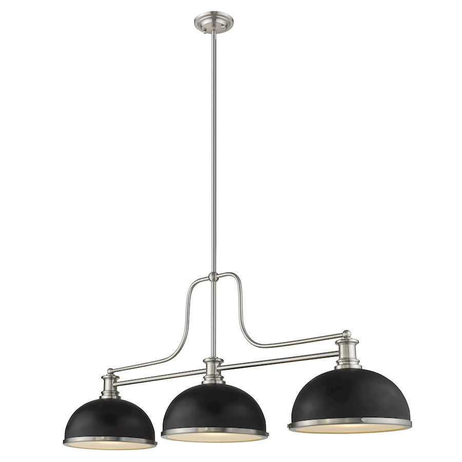Z-Lite 3 Light Melange 13" Chandelier, Brushed Nickel/Black - 725-3BN-D12MB-BN