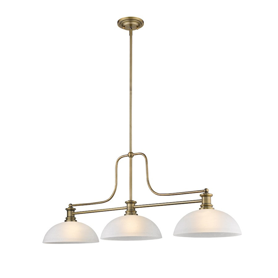 Z-Lite 3 -LT Melange 13" Chandelier, Heritage Brass/White Linen - 725-3HBR-DWL14