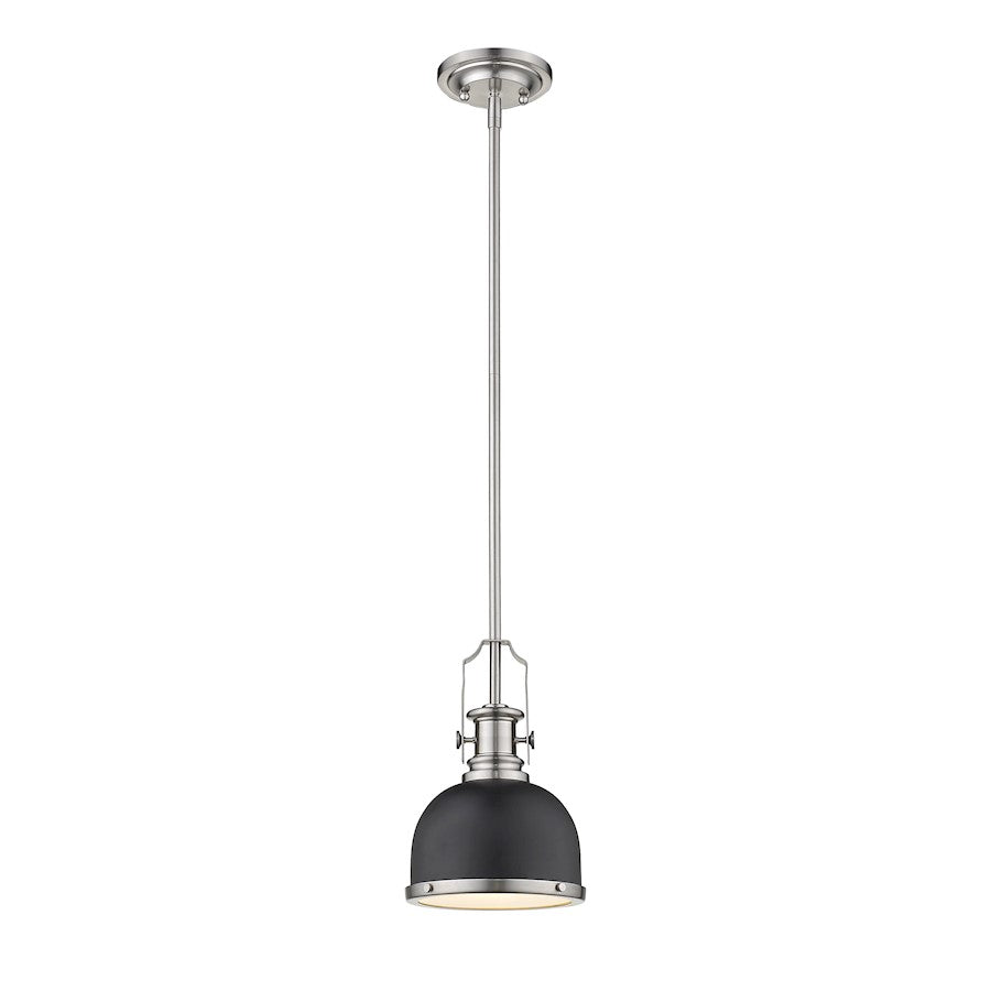 Z-Lite 1 Light Melange 8" Mini Pendant, Matte Black/Brushed Nickel - 725MP-MB-BN