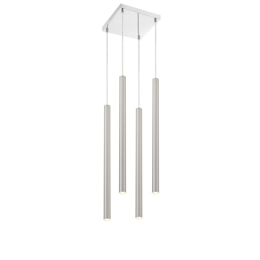 Z-Lite 4 Light Forest 24" Island/Billiard, Satin Nickel - 917MP24-BN-LED-4SCH