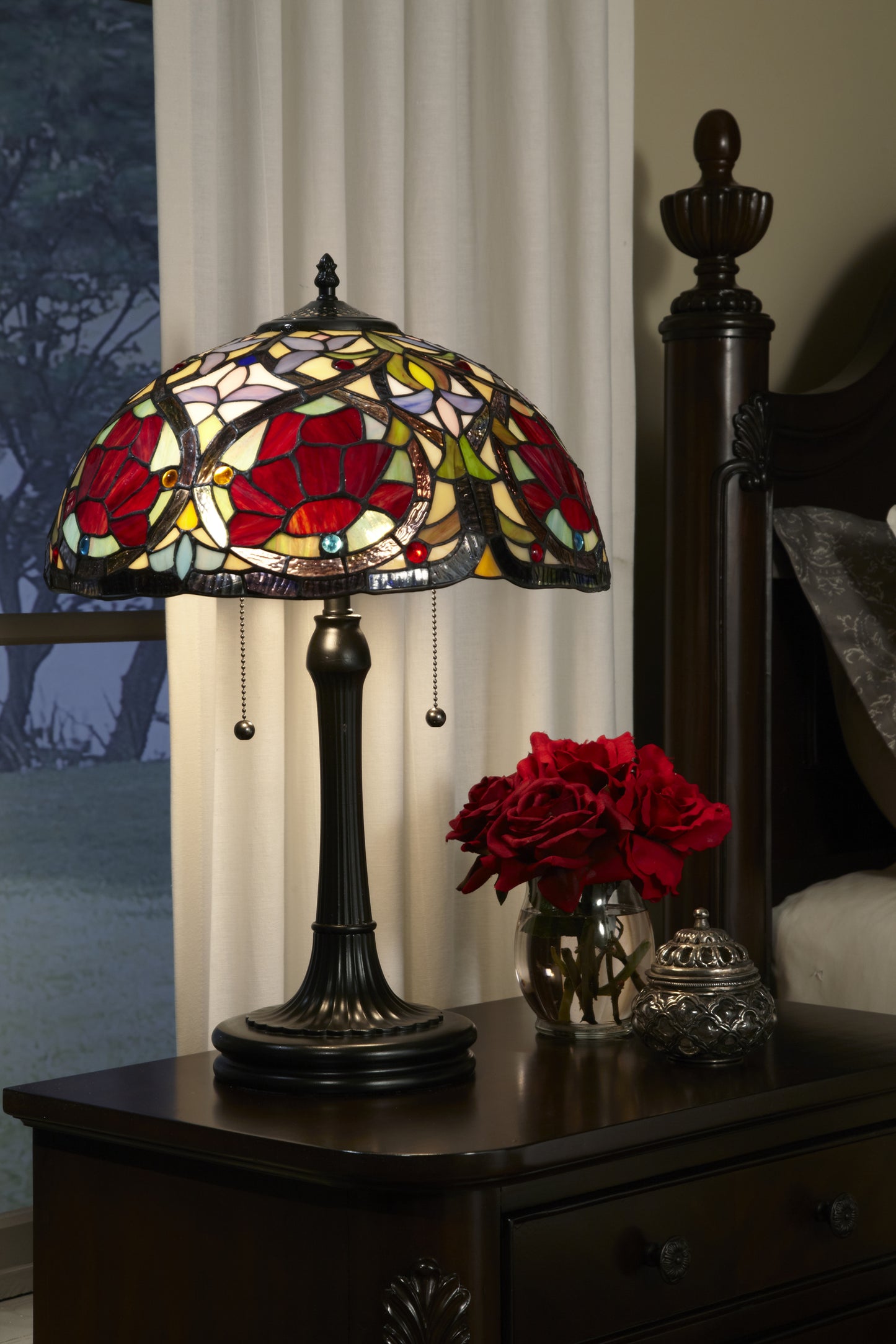 Larissa Tiffany Table Lamp, Vintage Bronze