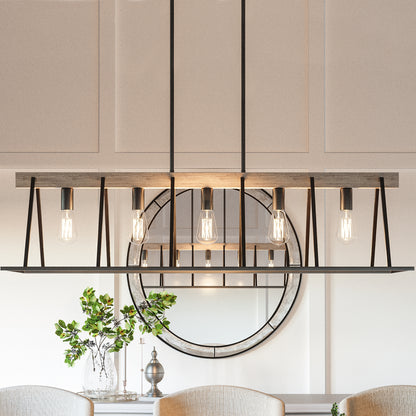 Quoizel 5 Light Brockton Island Chandelier, Grey Ash