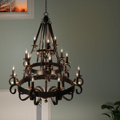 Quoizel Noble 18 Light Chandelier, Rustic Black