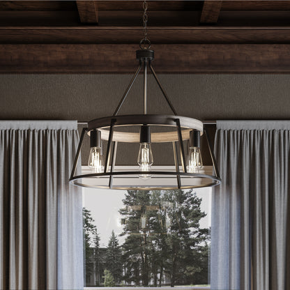 Quoizel 6 Light Brockton Chandelier, Grey Ash