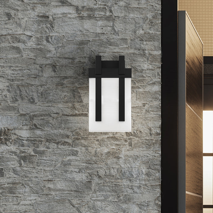 Quoizel Ruben LED Light Outdoor Wall Lantern, Black/Acrylic