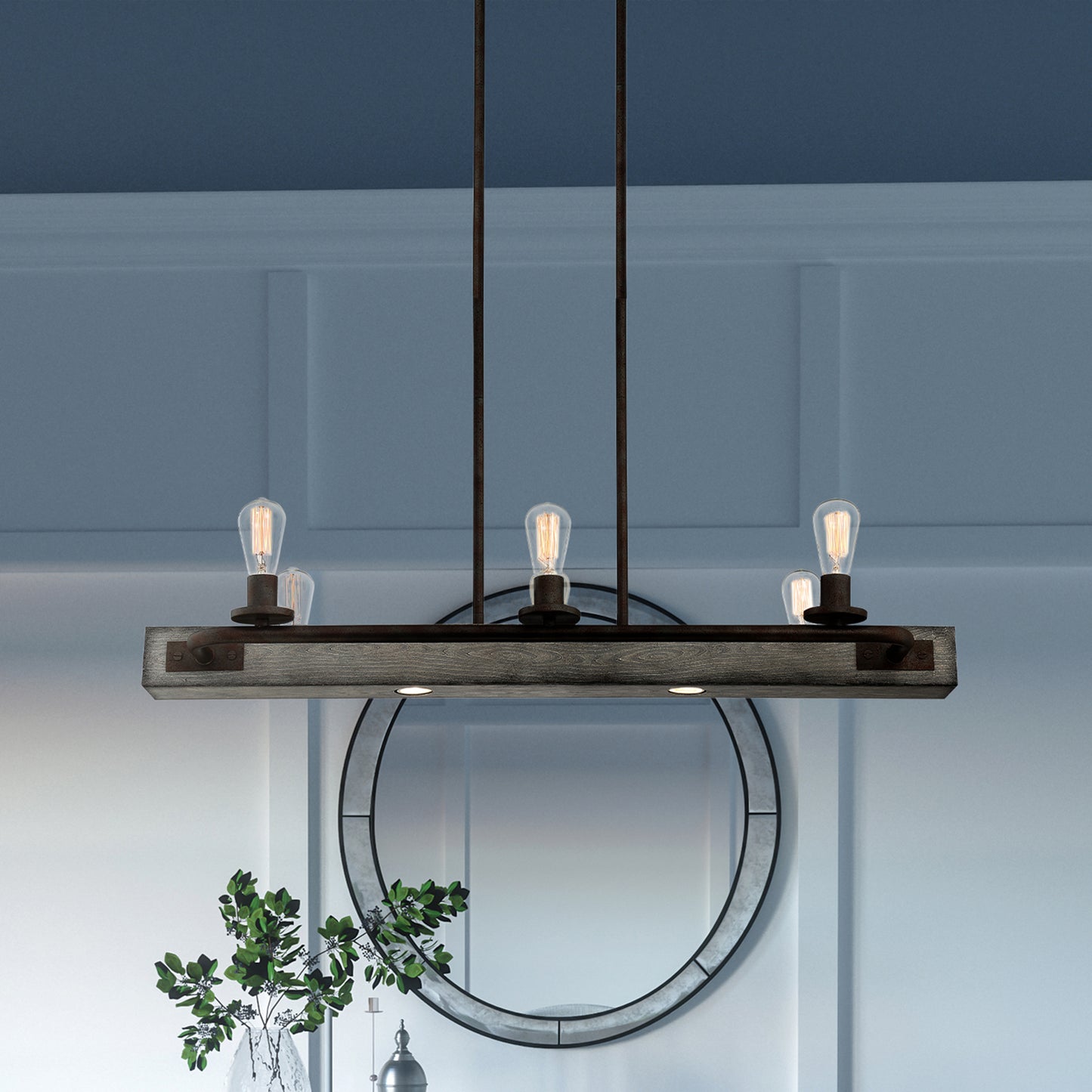 Quoizel Melville Linear 6 Light Chandelier, Iron Gate