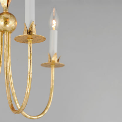 3 Light Mini Pendant, Gold Leaf