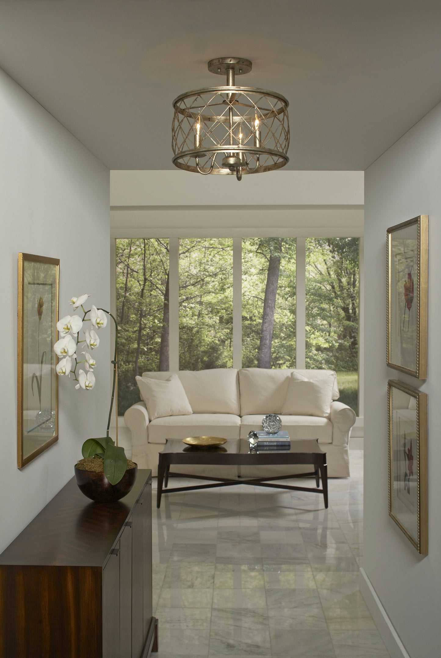 Quoizel Dury Semi-Flush Mount, Century Silver Leaf