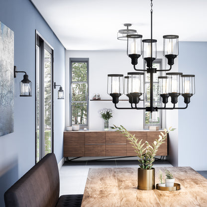 Quoizel Ludlow 9 Light Chandelier, Earth Black